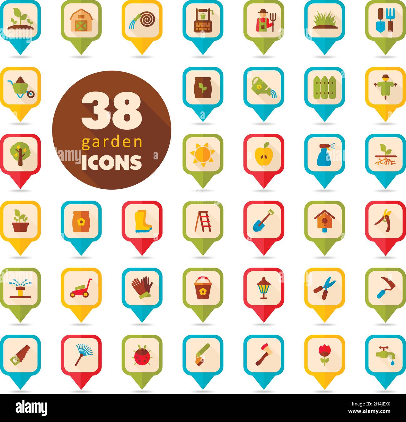 Garden Farm flat vector pin map icon. Map pointer. Map markers, eps 10 ...