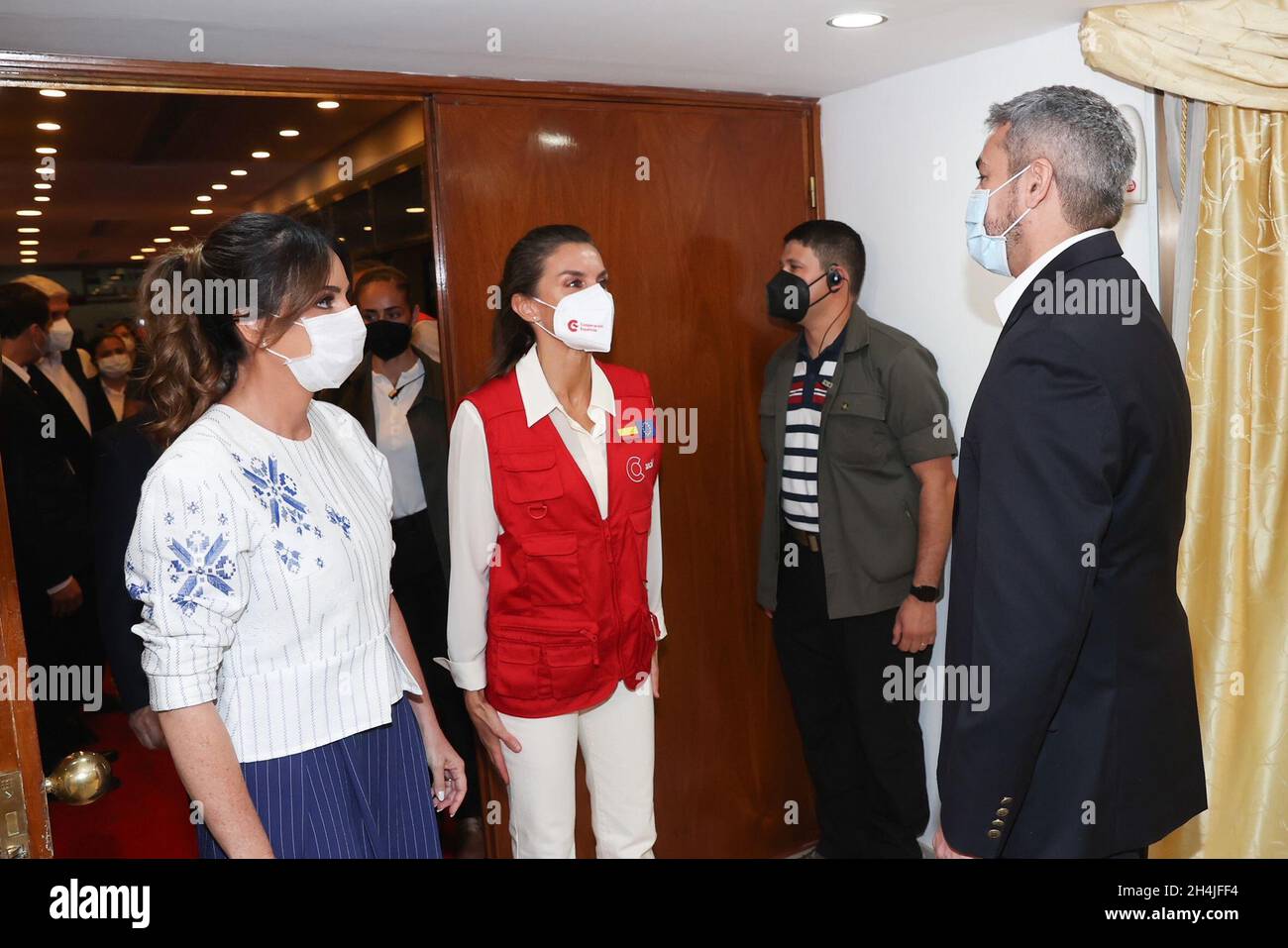 02-11-2021 Paraguay Queen Letizia, with Paraguay first lady Silvana ...