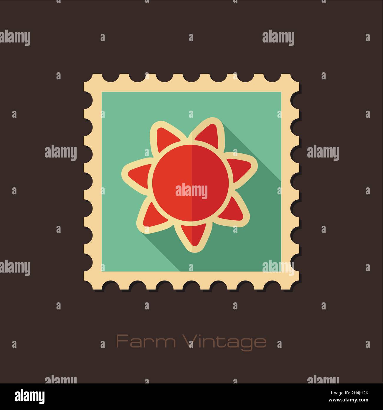 Sun retro flat stamp with long shadow, eps 10 Stock Vector Image & Art ...