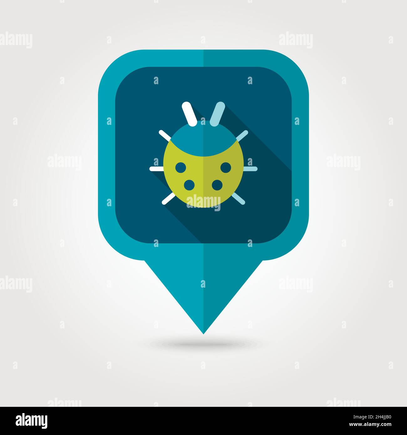 Ladybug flat vector pin map icon. Map pointer. Map markers. Garden, eps 10 Stock Vector