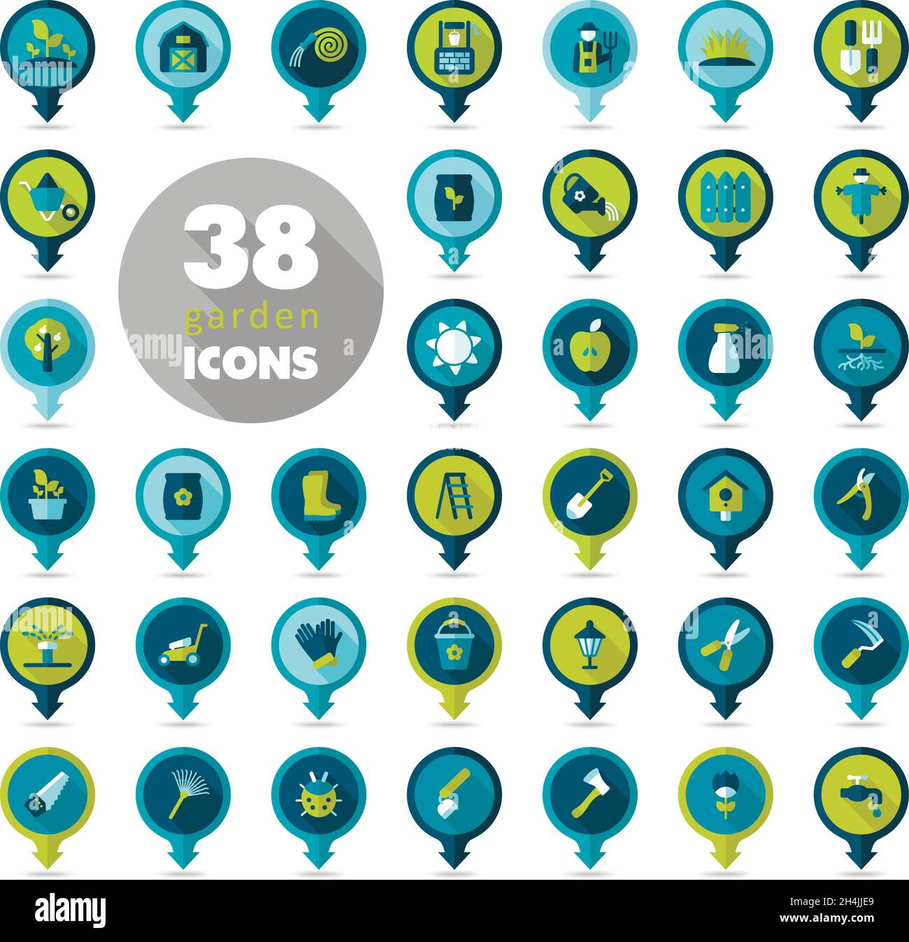 Garden Farm flat vector pin map icon. Map pointer. Map markers, eps 10 Stock Vector
