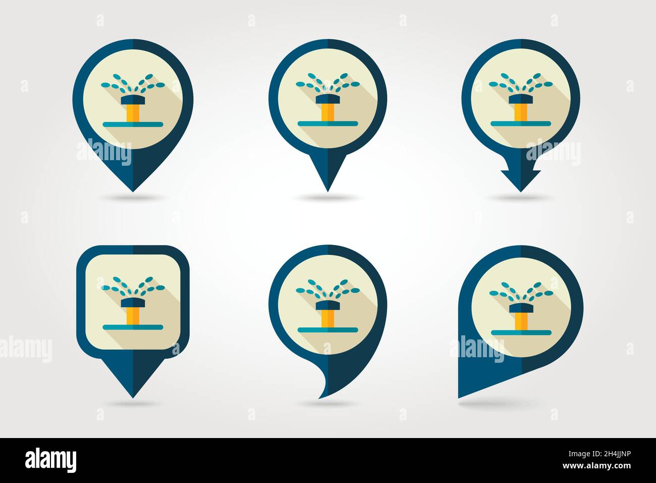Water sprinkler, irrigation flat vector pin map icon. Map pointer. Map ...
