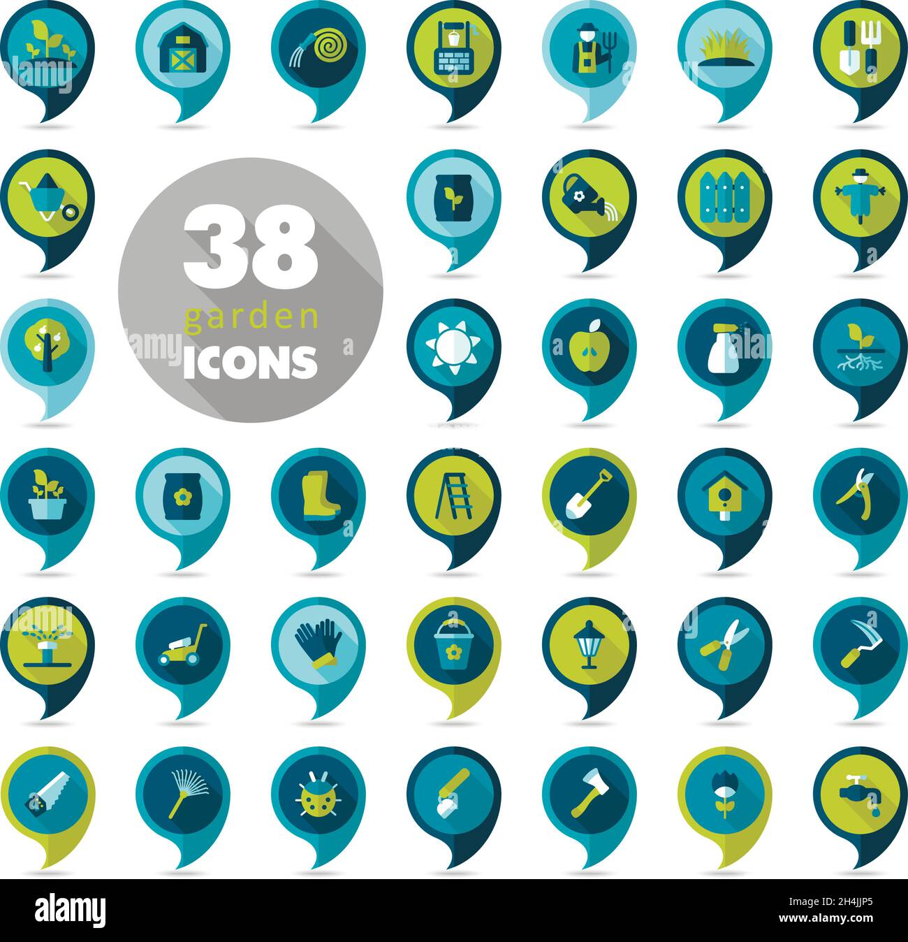 Garden Farm flat vector pin map icon. Map pointer. Map markers, eps 10 Stock Vector
