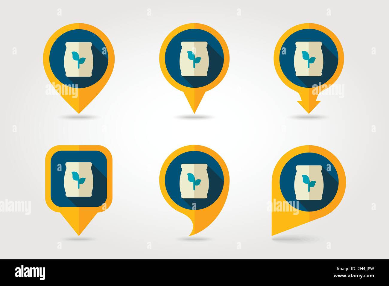 Fertilizer flat mapping pin icon with long shadow Present By Green ...