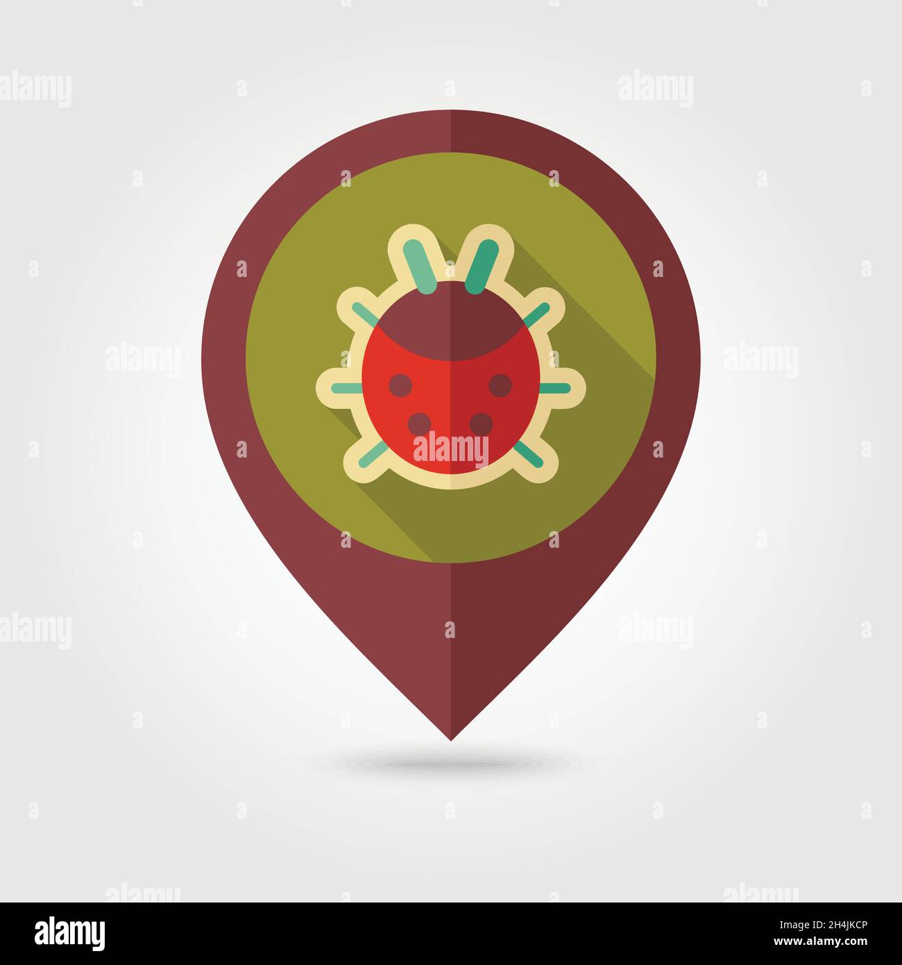Ladybug flat vector pin map icon. Map pointer. Map markers. Garden, eps 10 Stock Vector