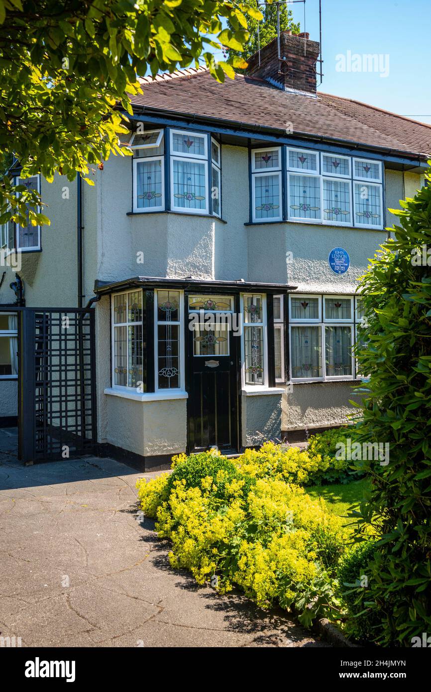 John Lennon's childhood home - Mendip 251, Menlove Avenue, Liverpool, UK. National Trust Grade II listed building. Stock Photo