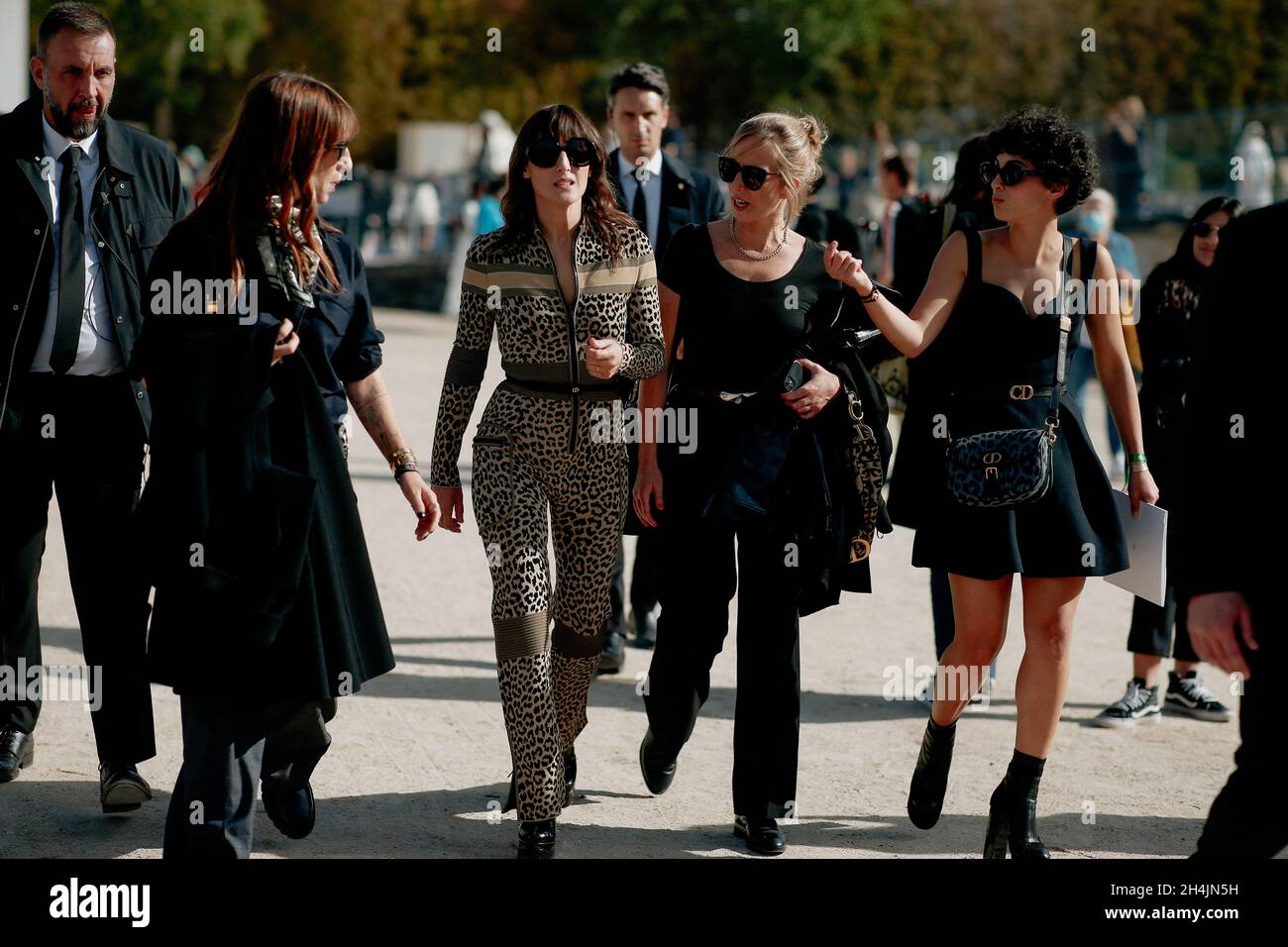 Street style, Juliette Armanet and Barbara Bravi arriving at Dior Spring Summer 2022 show, held at Tuileries Garden, Paris, France, on September 28, 2021. Photo by Marie-Paola Bertrand-Hillion/ABACAPRESS.COM Stock Photo