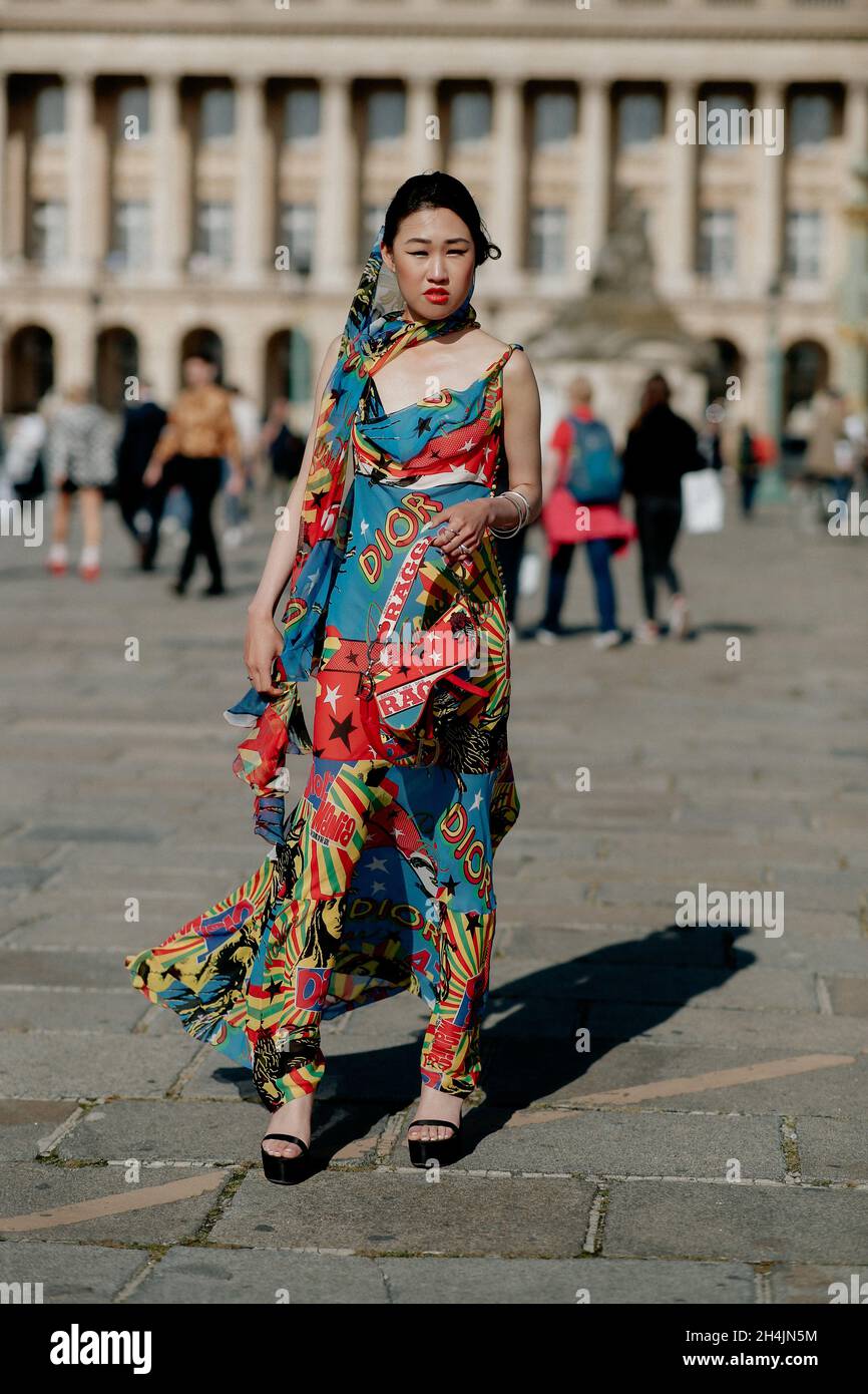 Street style, Jaime Xie arriving at Dior Spring Summer 2022 show, held