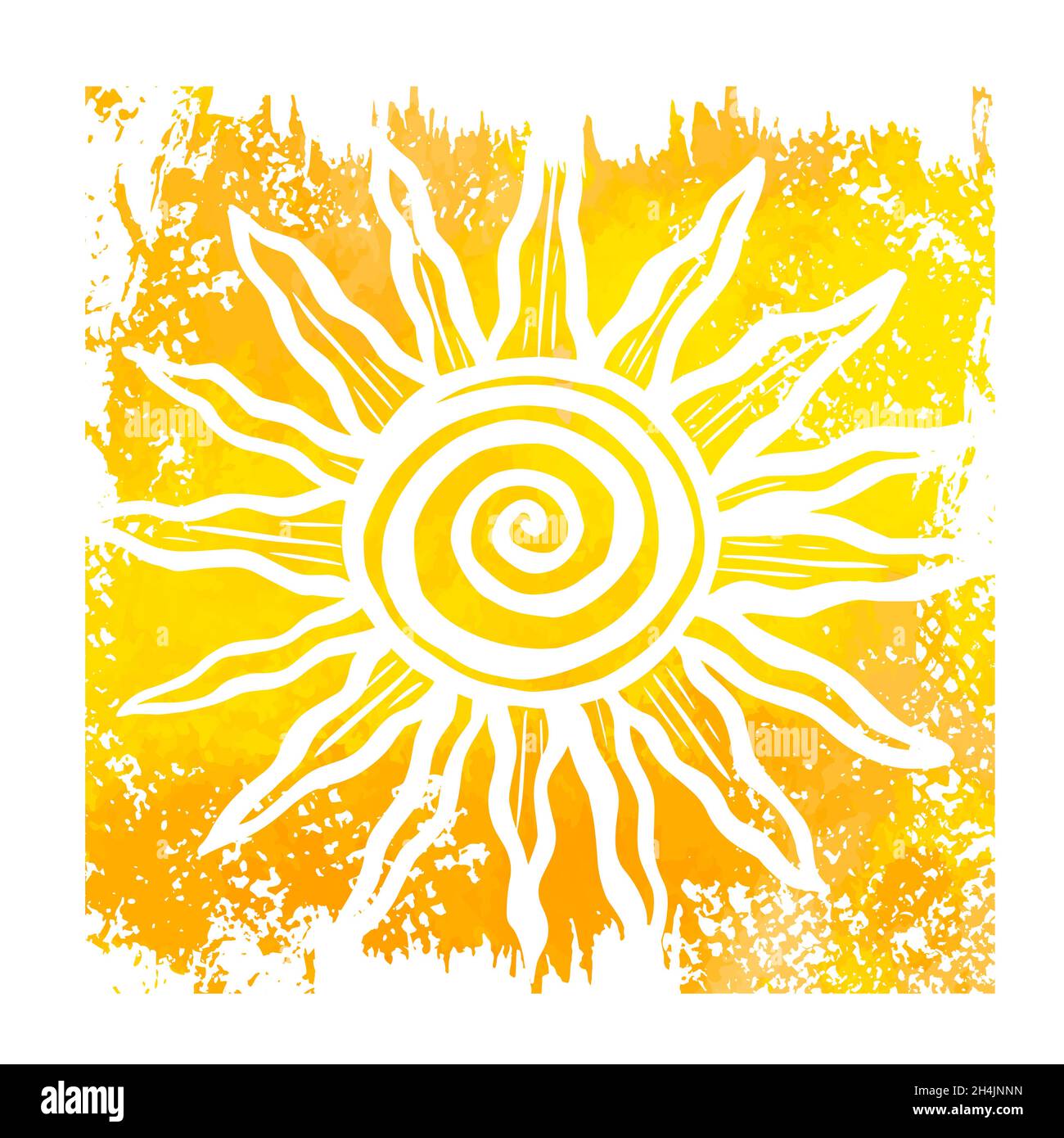 White sun on a yellow background. Hello summer. Vector illustration ...