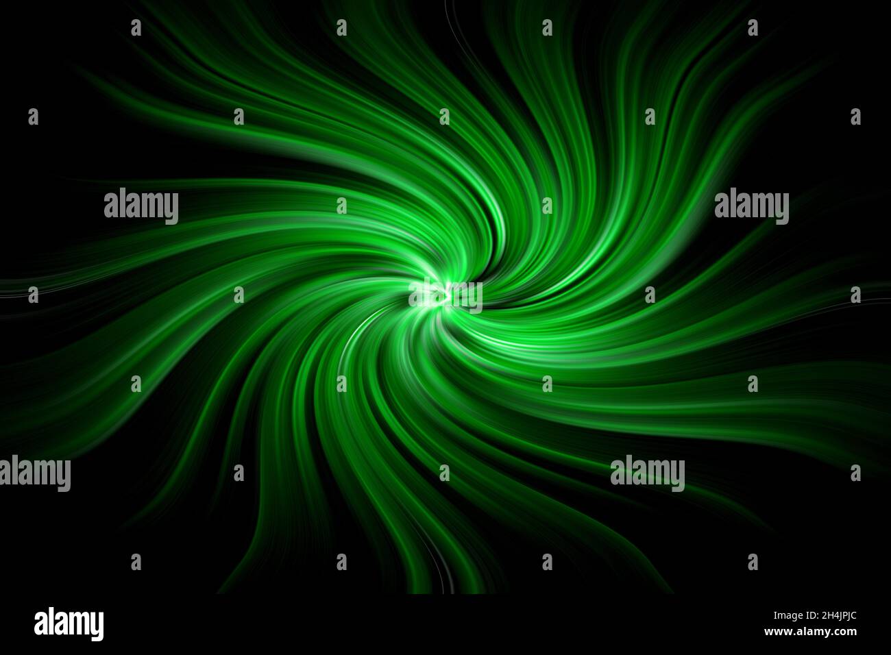 Abstract green illustration. Swirling background or texture from the center becoming soft. Digital art wallpaper Stock Photo