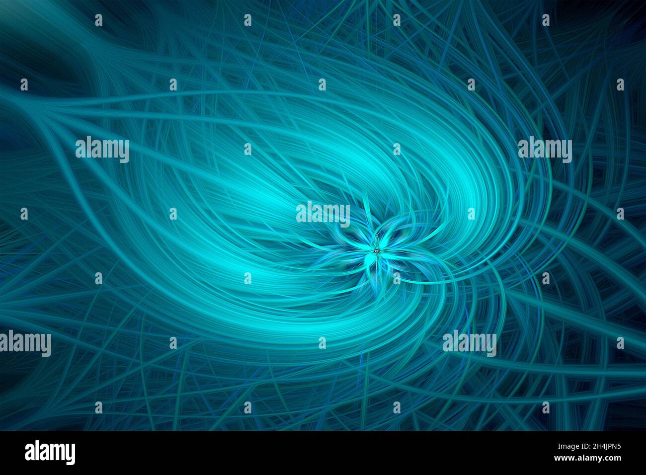 Abstract blue illustration. Swirling background or texture from the center becoming soft. Digital art wallpaper Stock Photo