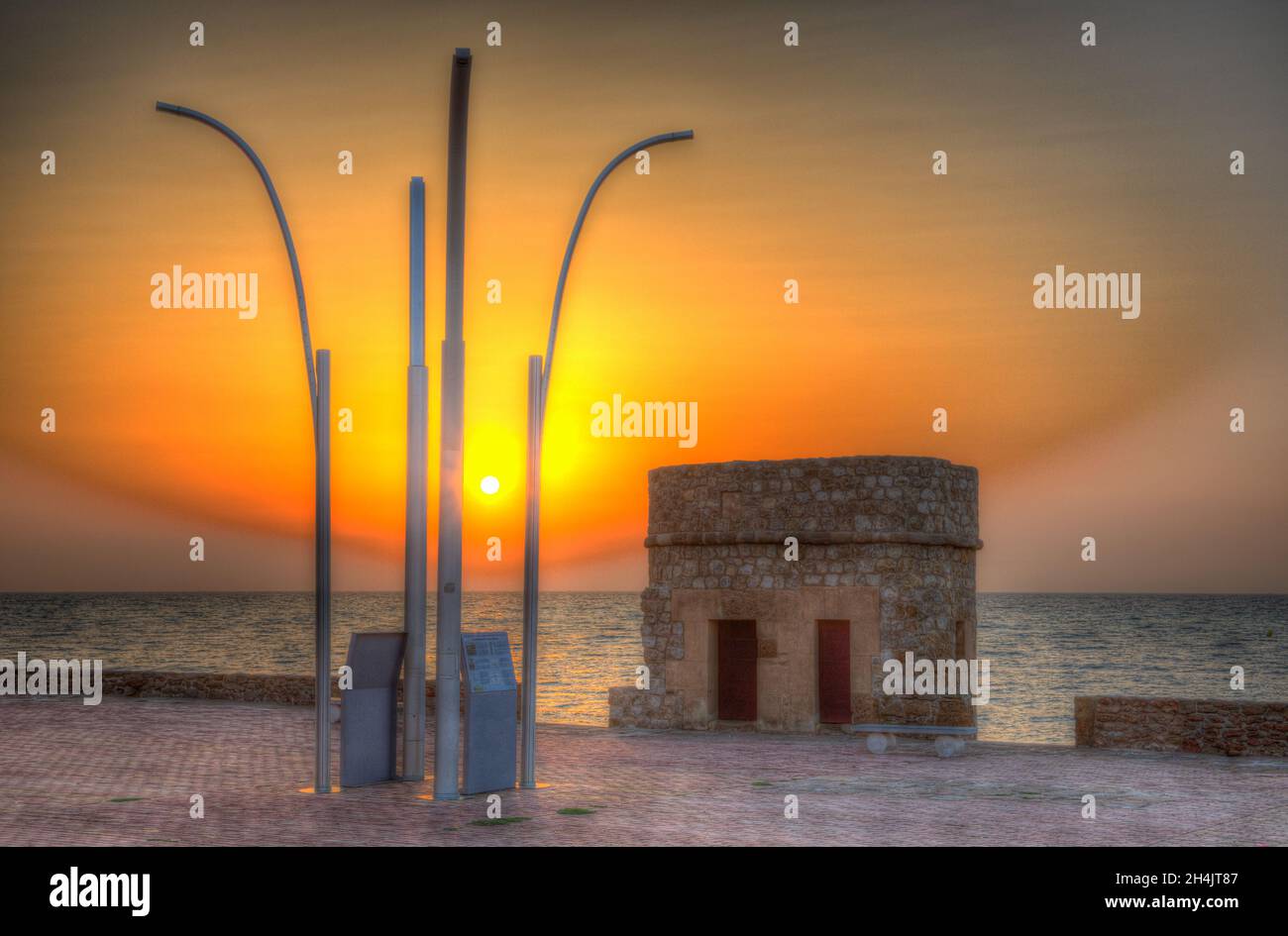 Torre La Mata Spain historic tower landmark in early morning sunrise