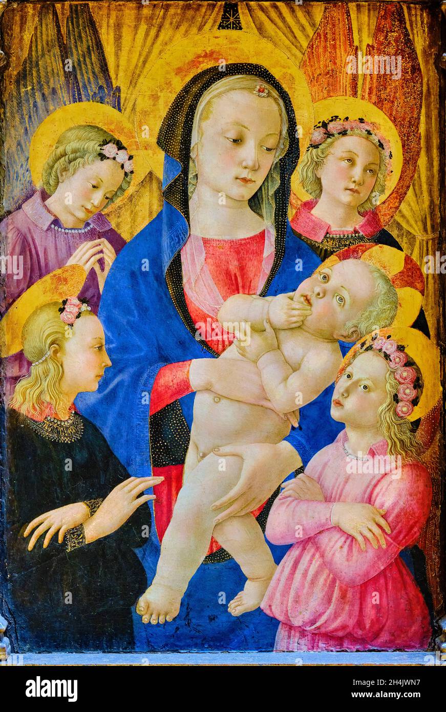 France, Paris, Louvre museum, The Virgin Mary and the Child Jesus surrounded by four angels