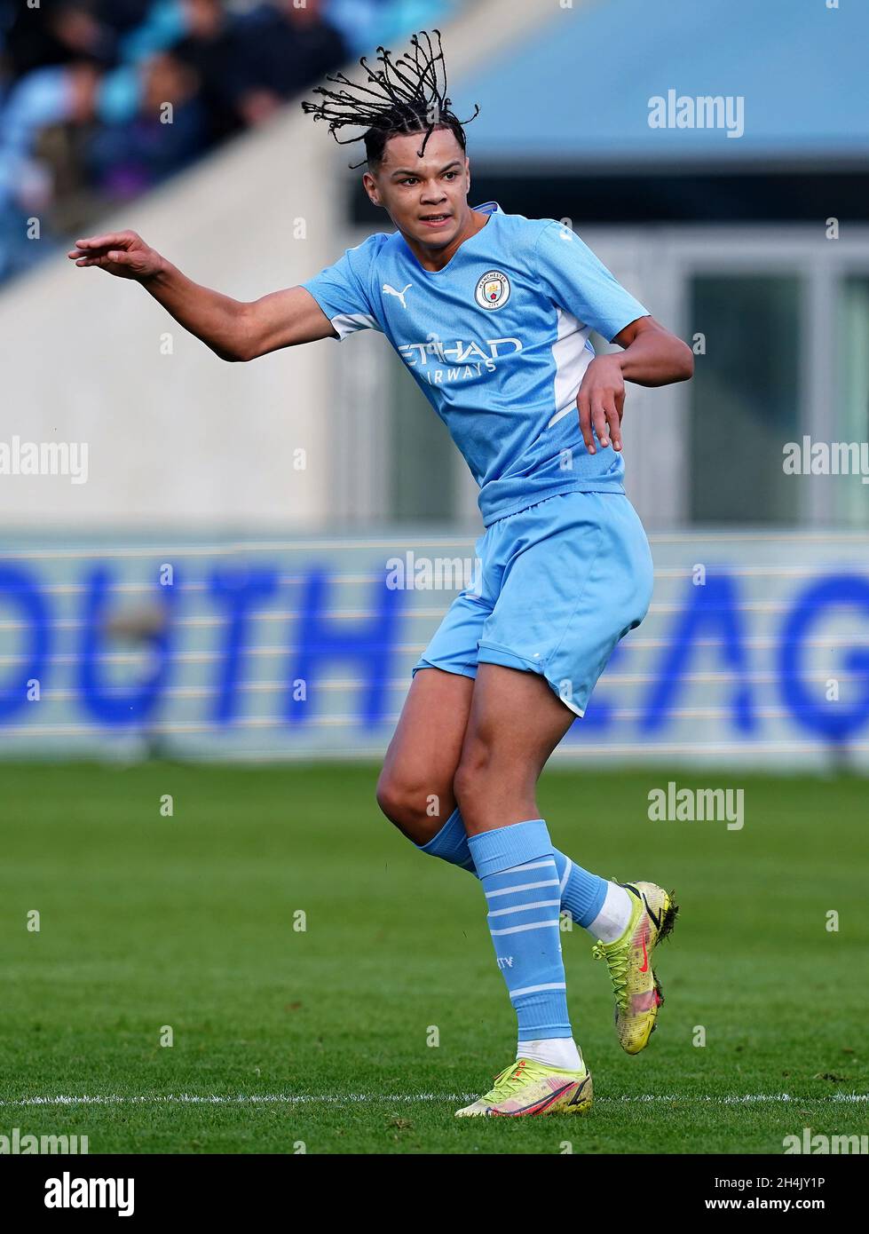 Manchester City's Nico O'Reilly during the UEFA Youth League Group A match at the Academy Stadium, Manchester. Picture date: Wednesday November 3, 2021. Stock Photo