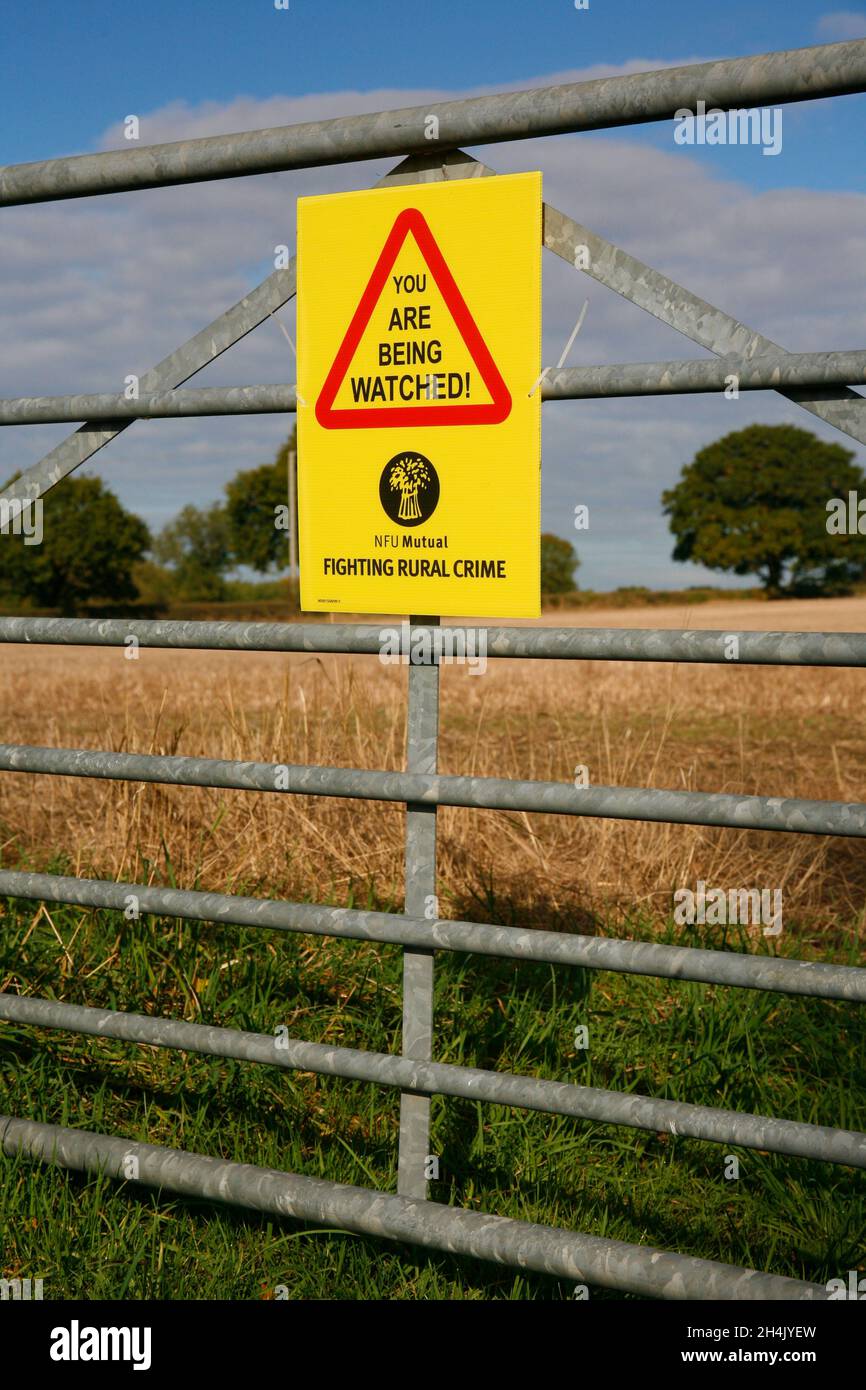 Security Warning on Farmers Field UK Stock Photo