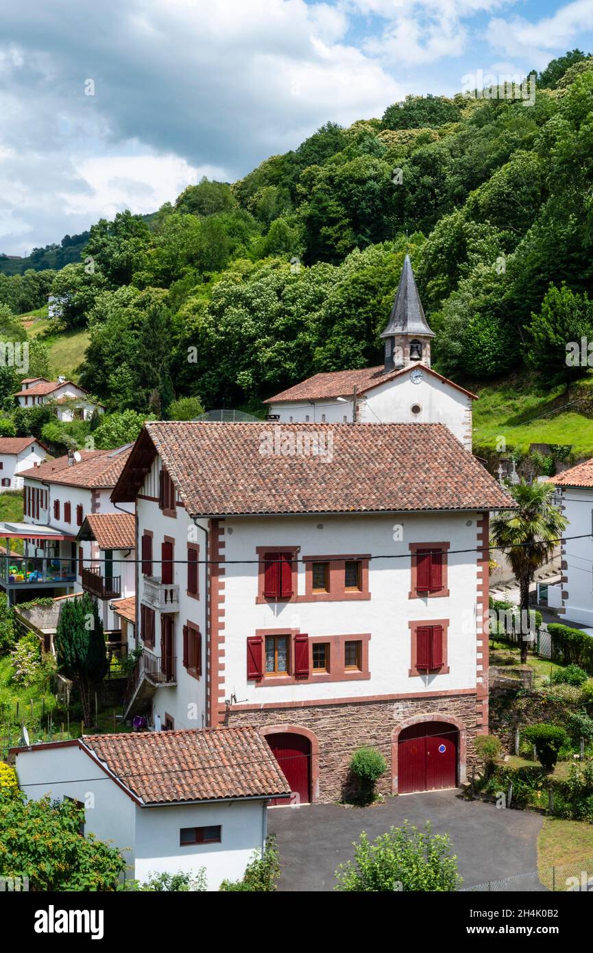 France, Pyrenees Atlantiques, Pays Basque, Banca village, traditional ...