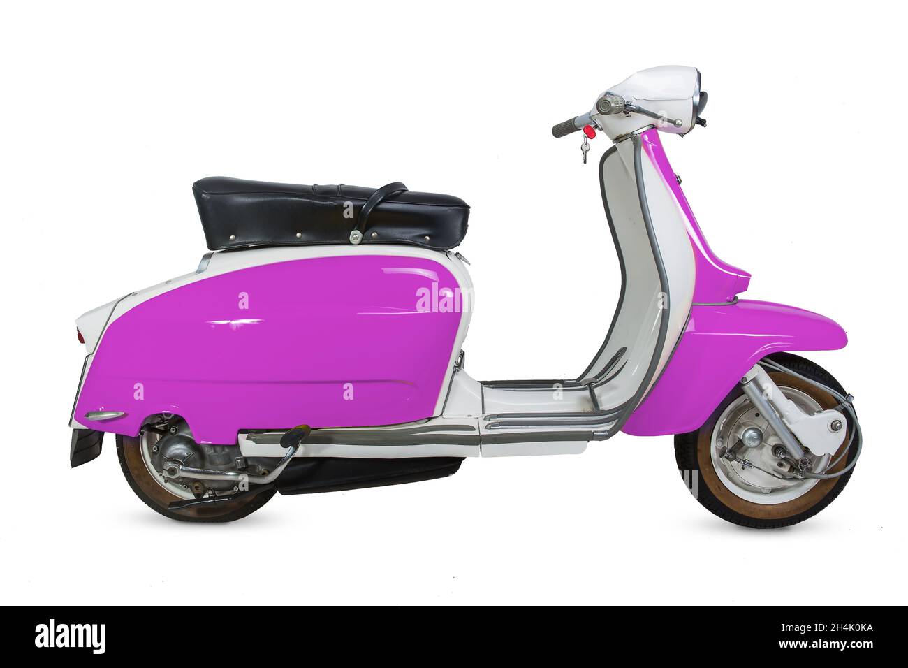 Vintage pink italian lambretta motorcycle - sixties - isolated on white  background - Italy Stock Photo - Alamy