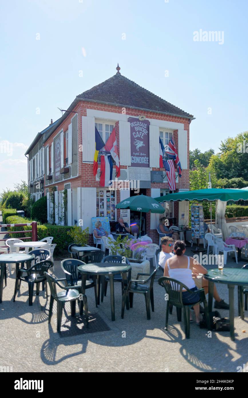 France, Calvados, Benouville, Cafe Gondree near Pegasus Bridge, first French house released on 6 June 1944 by a British commando arrived at night in gliders Stock Photo