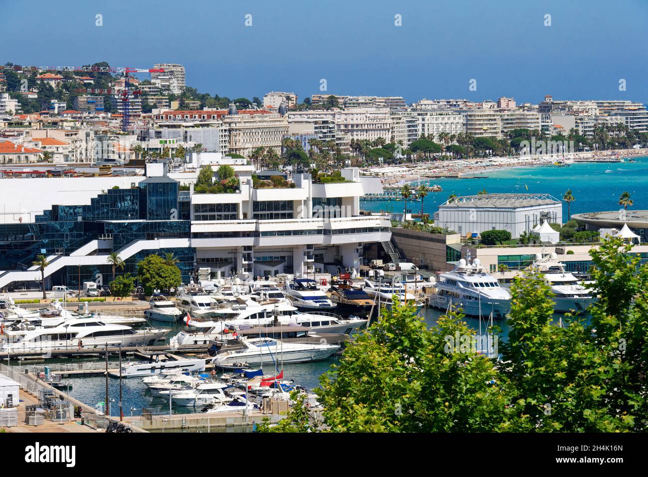 France, Alpes Maritimes, Cannes, Port and Palais des Festivals Stock Photo