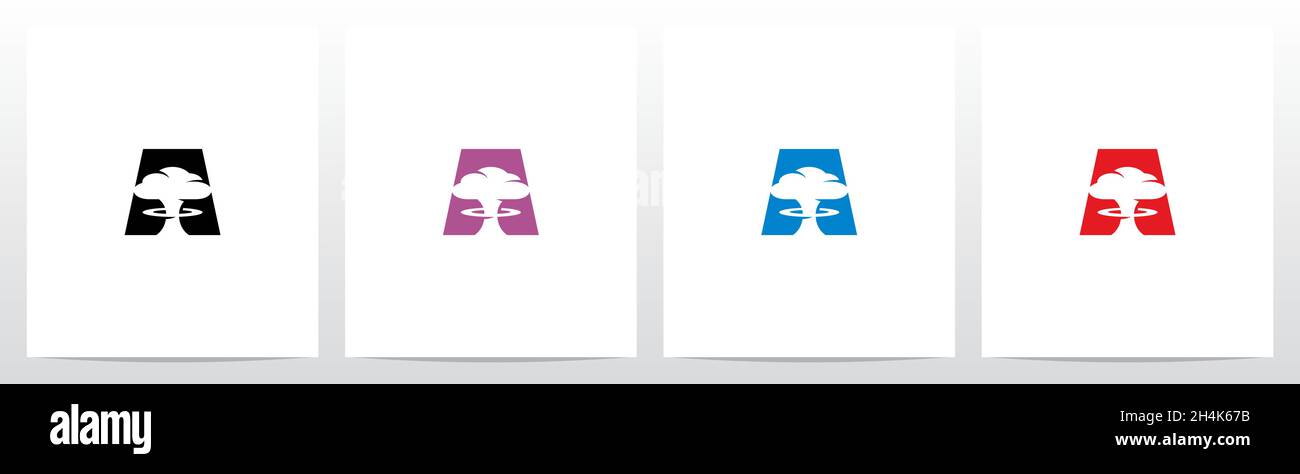 Mushroom Cloud On Letter Logo Design A Stock Vector