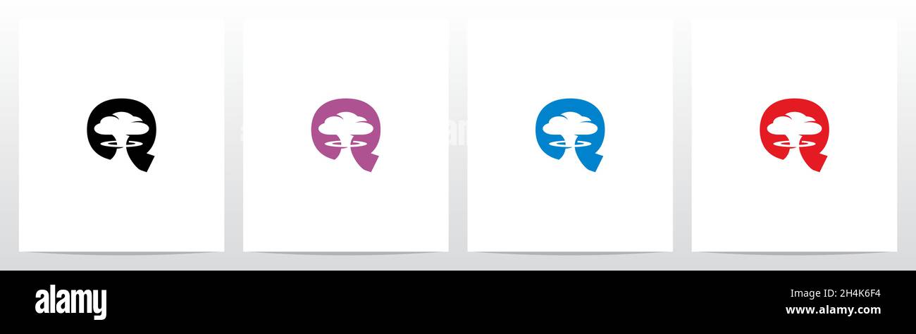 Mushroom Cloud On Letter Logo Design Q Stock Vector