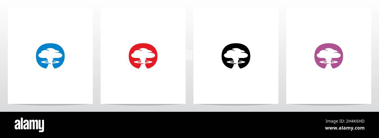 Mushroom Cloud On Letter Logo Design O Stock Vector