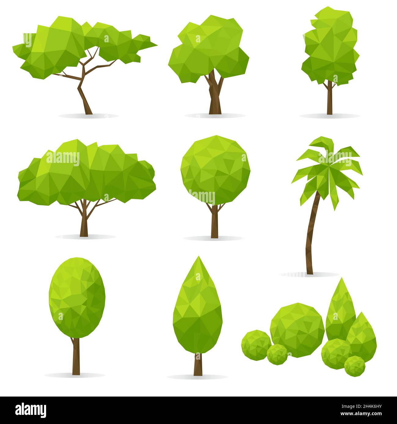 Set of abstract polygonal trees on a white background. Vector ...