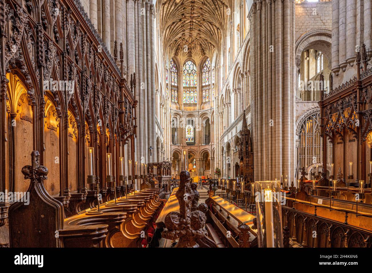 The presbytery of Norwich Cathedral viewed from the choir, Norfolk UK Stock Photo