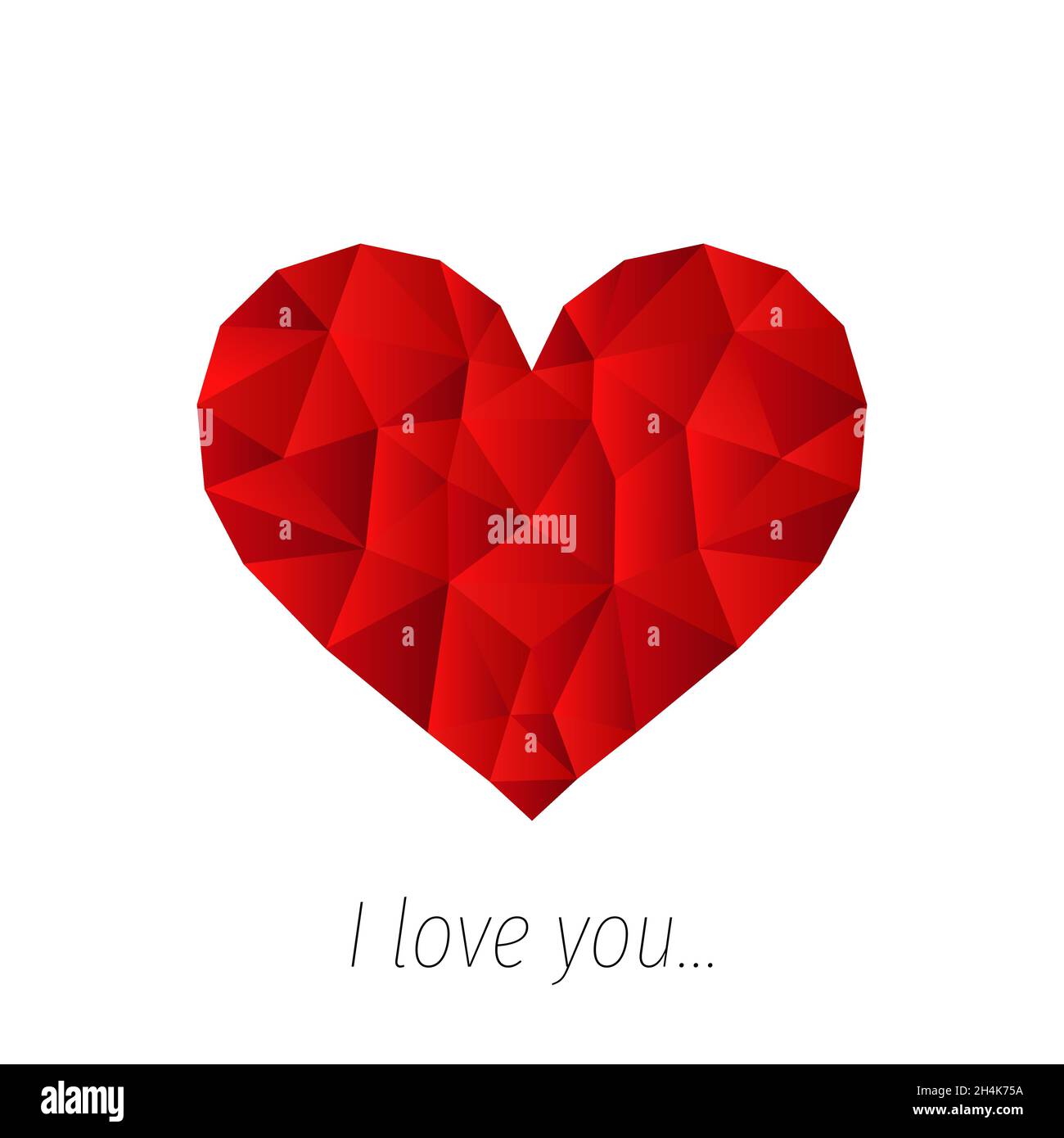 Red valentine heart isolated on white background. I Love You. Vector ...
