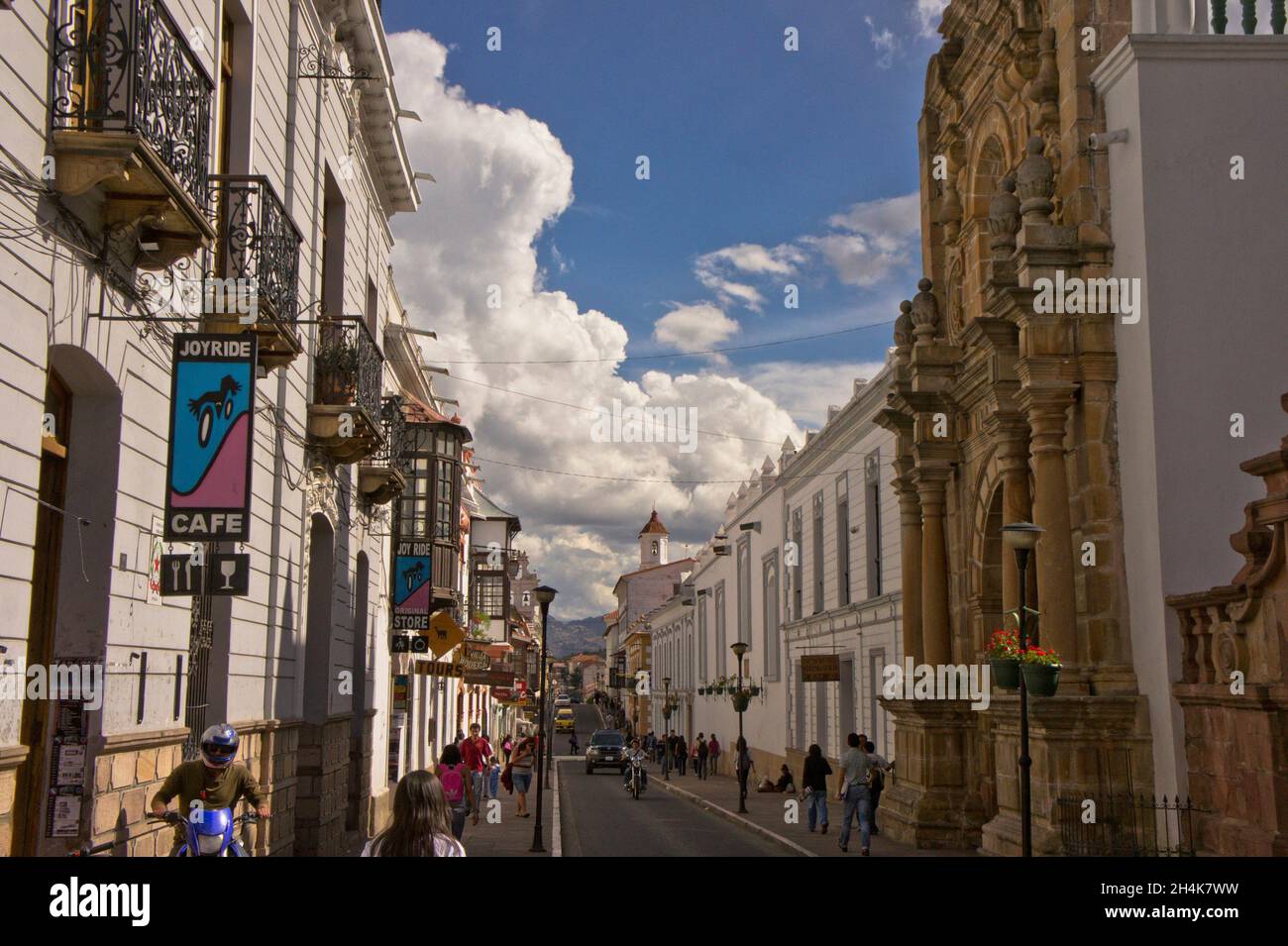 Sucre, Old city street view, Bolivia, South America. Stock Photo