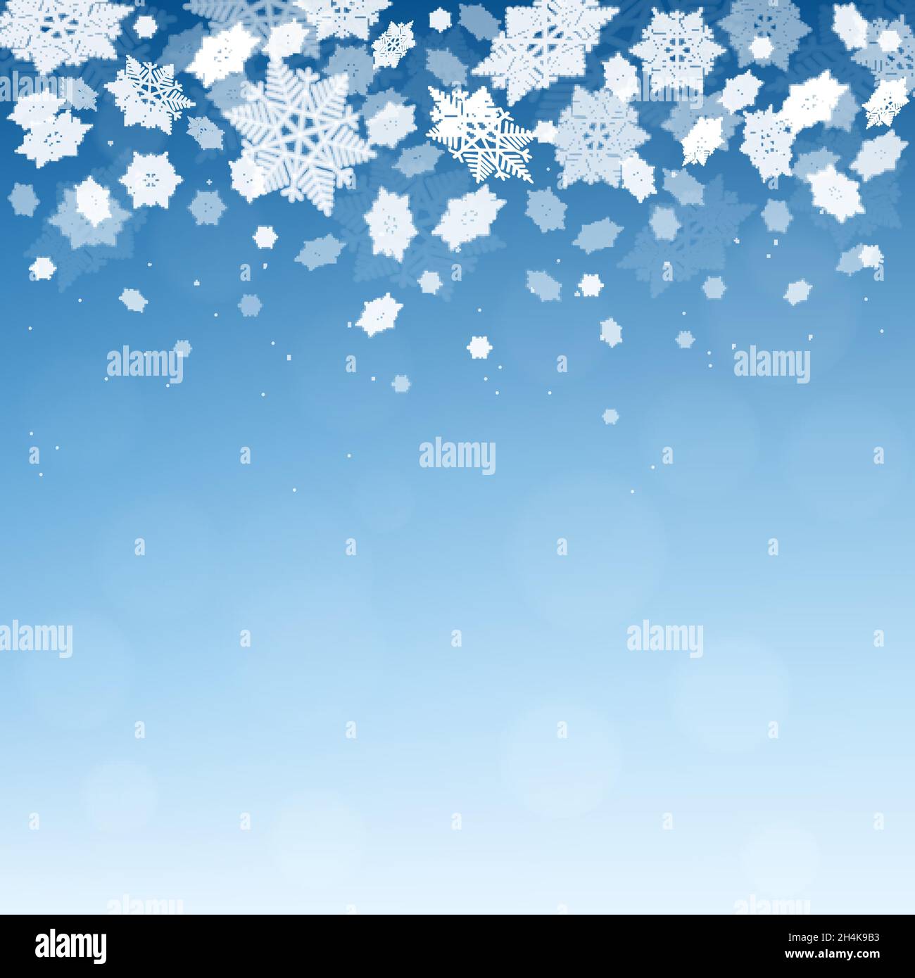Christmas winter blue background with falling snowflakes.Snowfall. Xmas ...