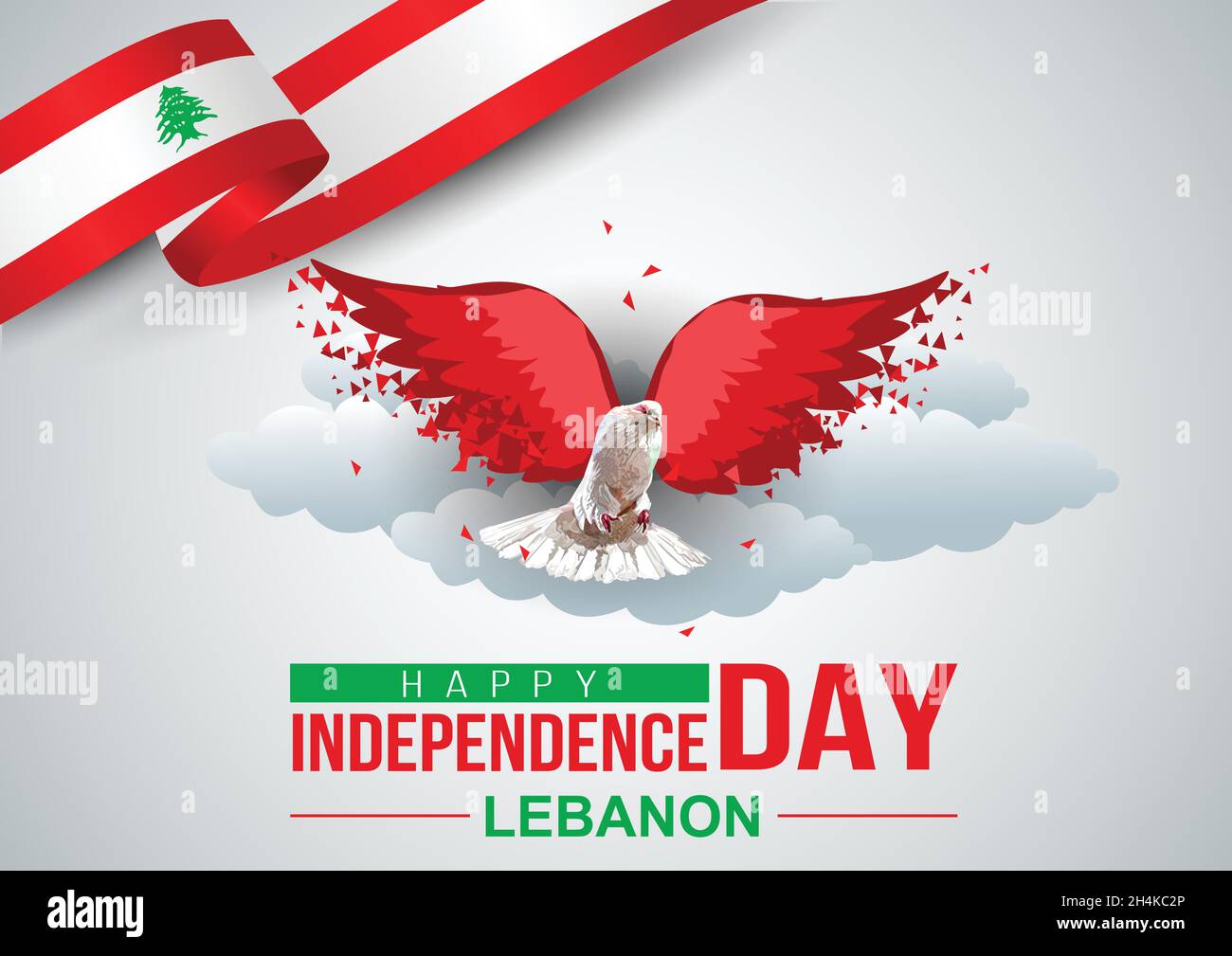 happy independence day Lebanon. flying dove with Lebanon flag. vector