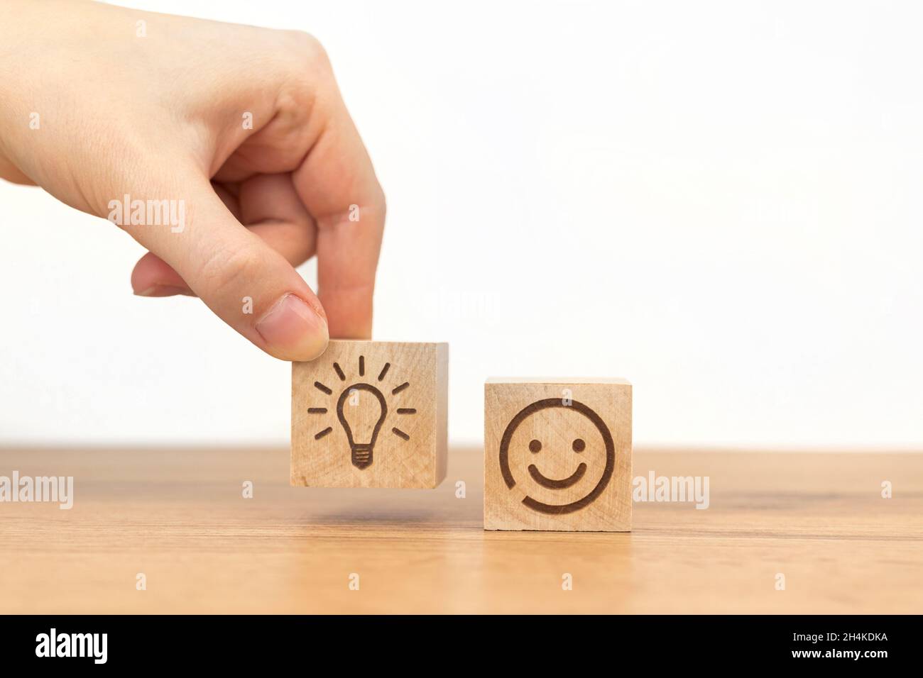 Creative idea concept. Business success and new strategy. Wooden cube ...