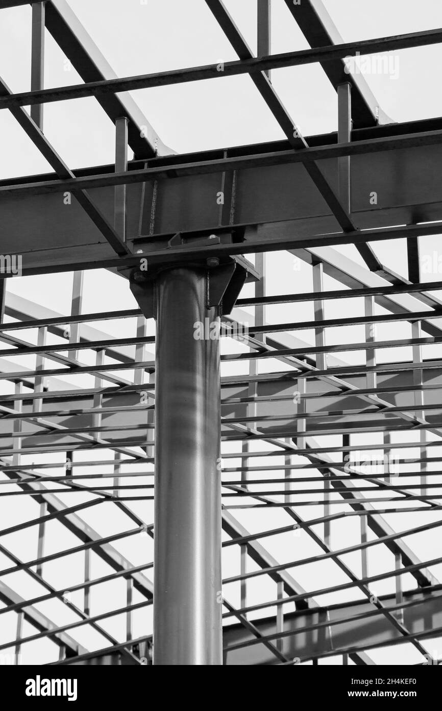 building construction of metal steel framework outdoors Stock Photo