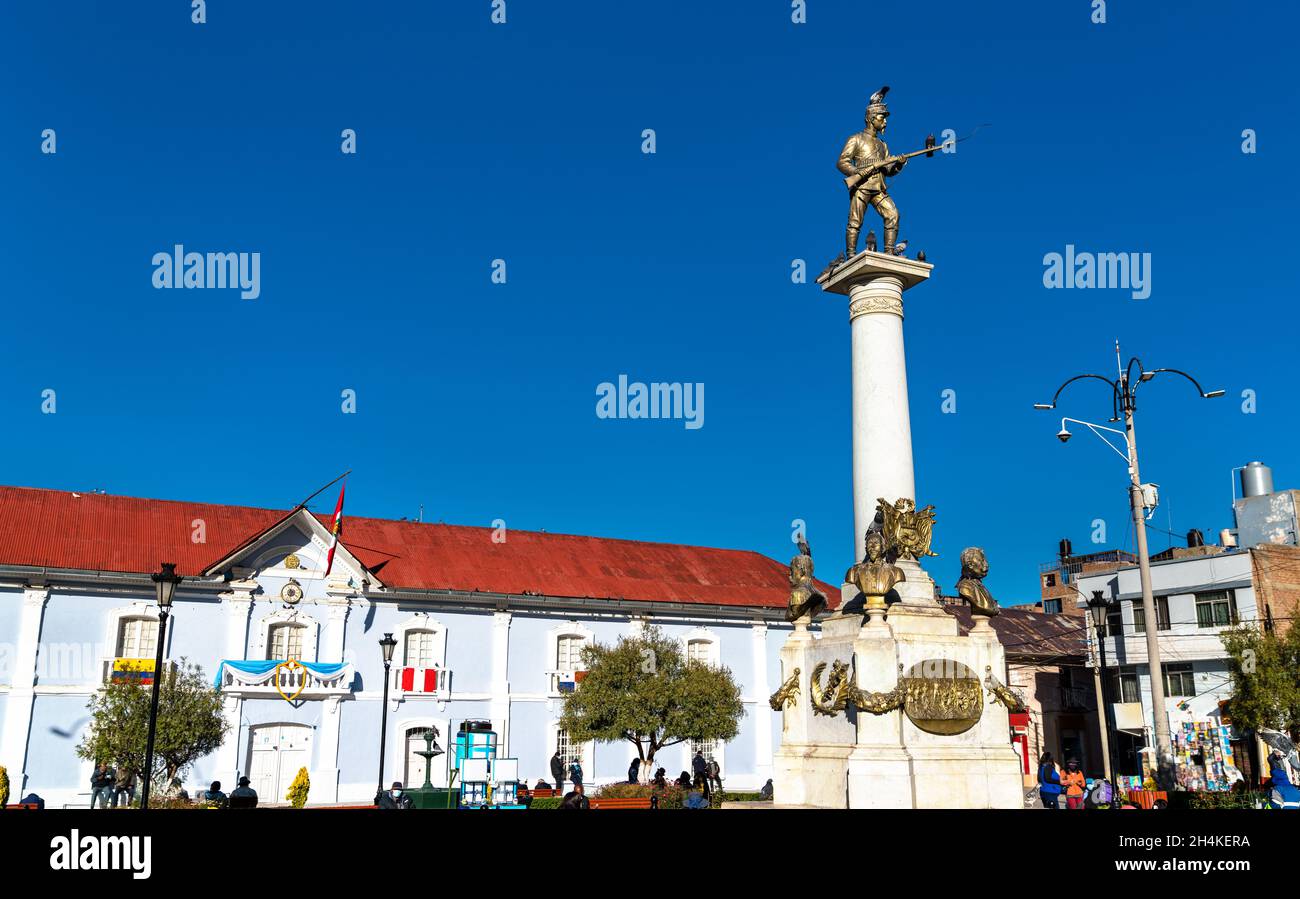 Manuel Pino monument in Puno, Peru Stock Photo