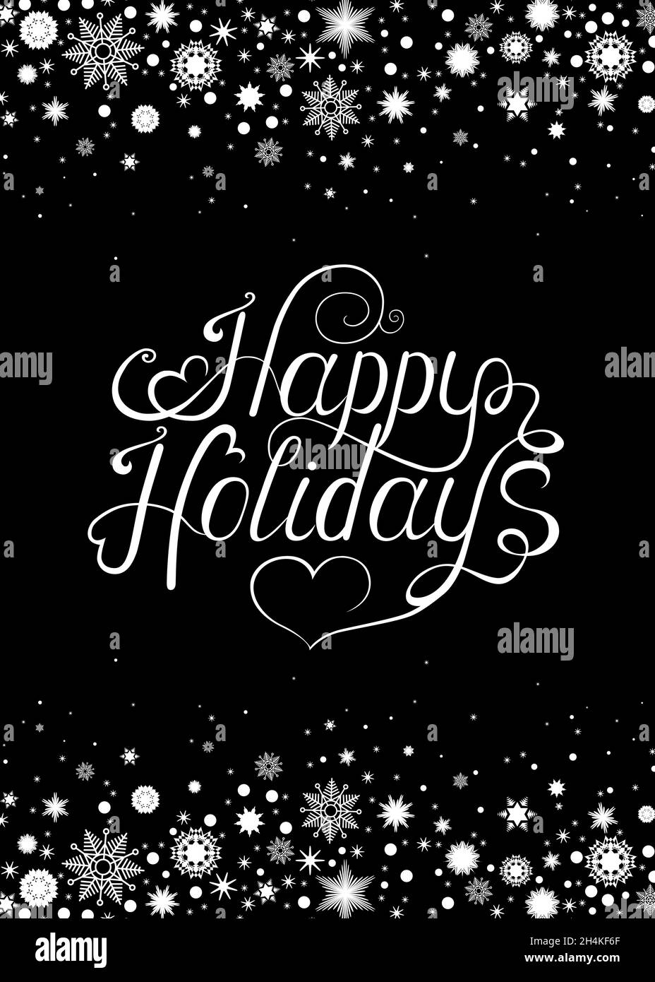 Christmas greeting card. Handwriting lettering on black background with ...