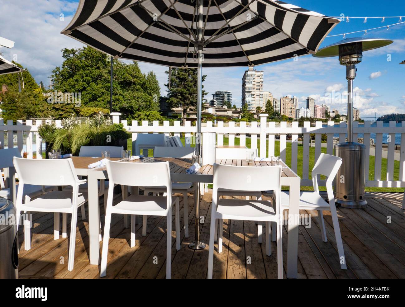 Restaurant , by English Bay in West Vancouver, BC, Canada. Stock Photo