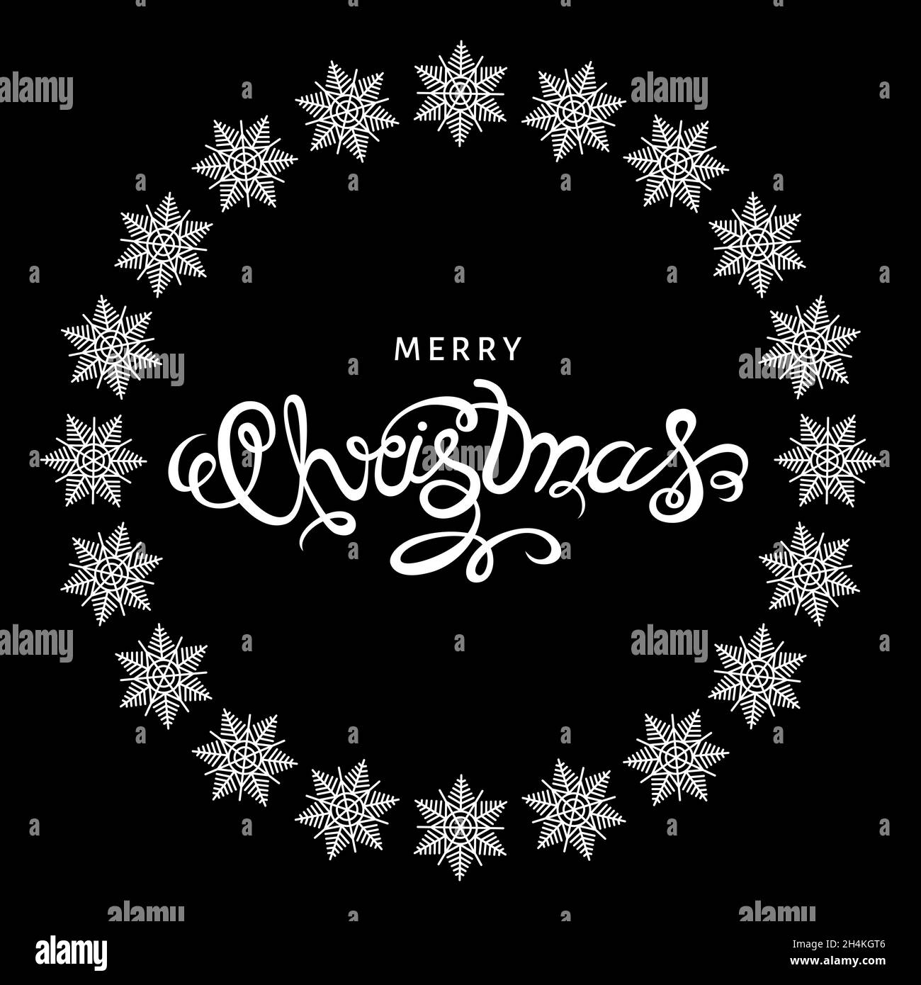 Christmas greeting card. Xmas hand lettering on black background ...