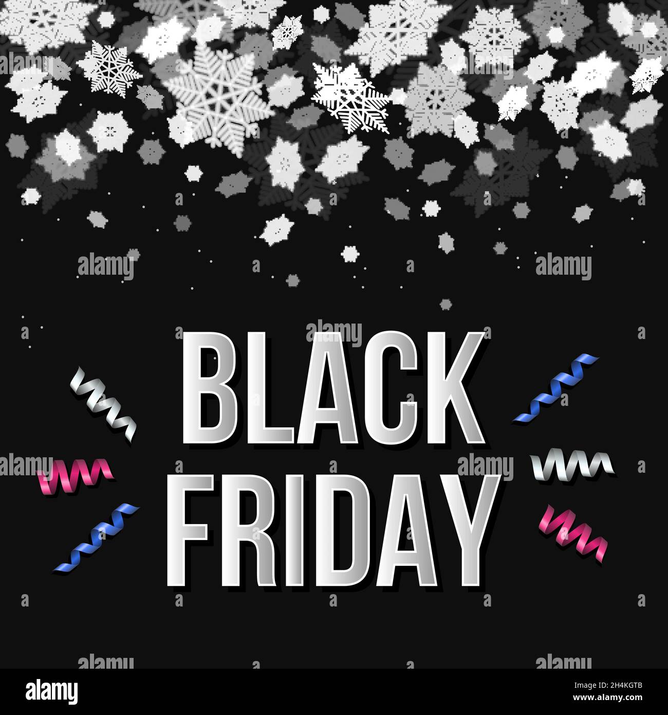 Black Friday  sale poster template with snow. Discount and  special  offer banner. Vector  background. Stock Vector