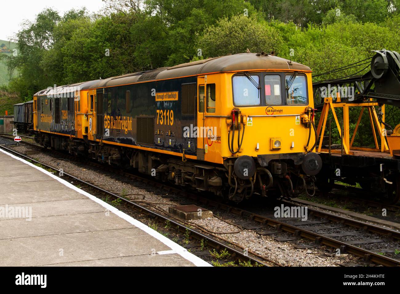 Swanage railway diesel Gala 2017. Normally steam operated, the Purbeck Line has one weekend with an intensive diesel operated. Visiting locos Stock Photo