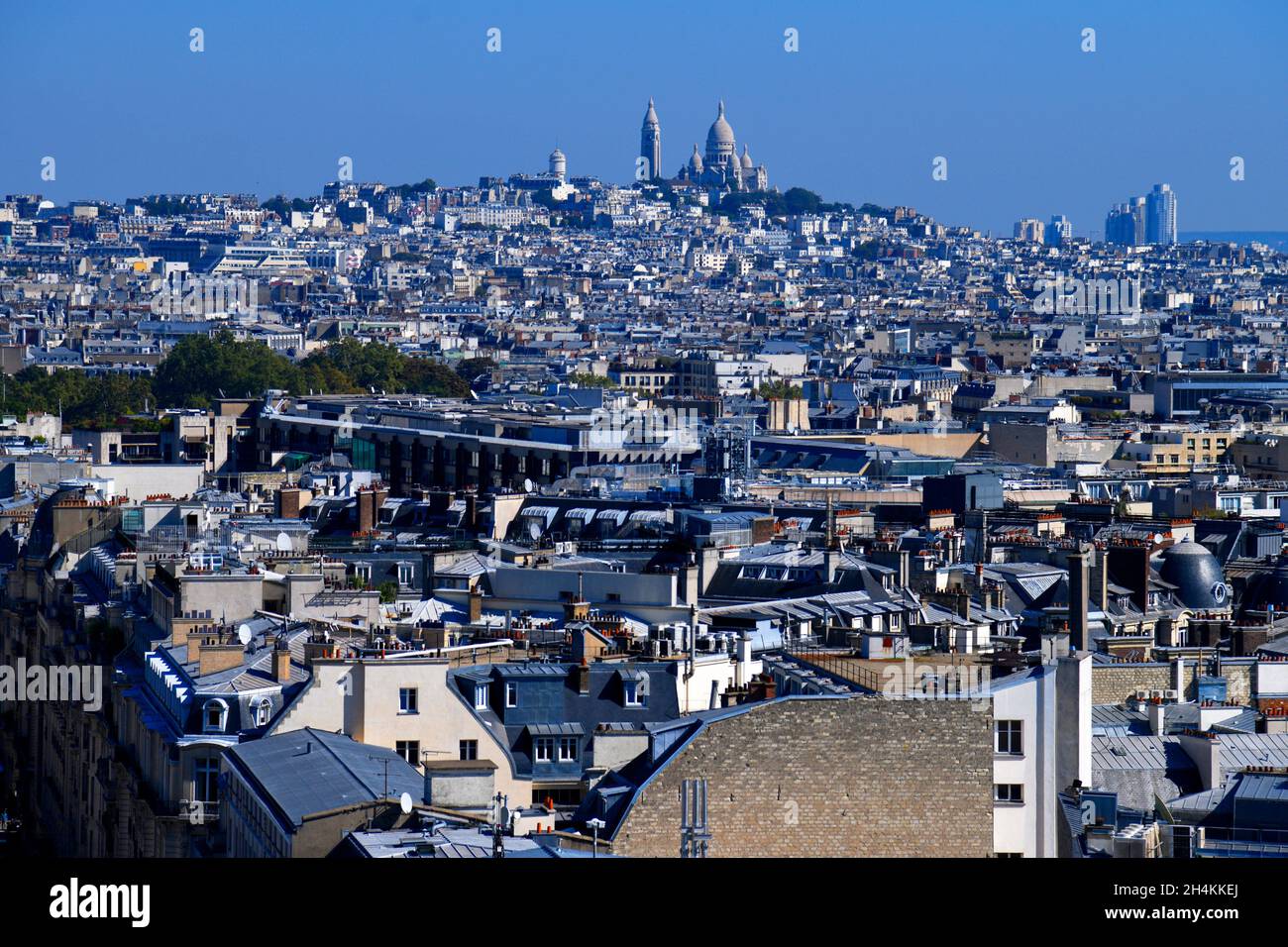 View of Paris with Basilique du Sacre Coeur, Paris France. Stock Photo