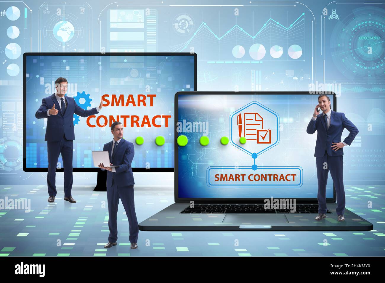 Smart contracts as illustration of the blockchain technology Stock ...