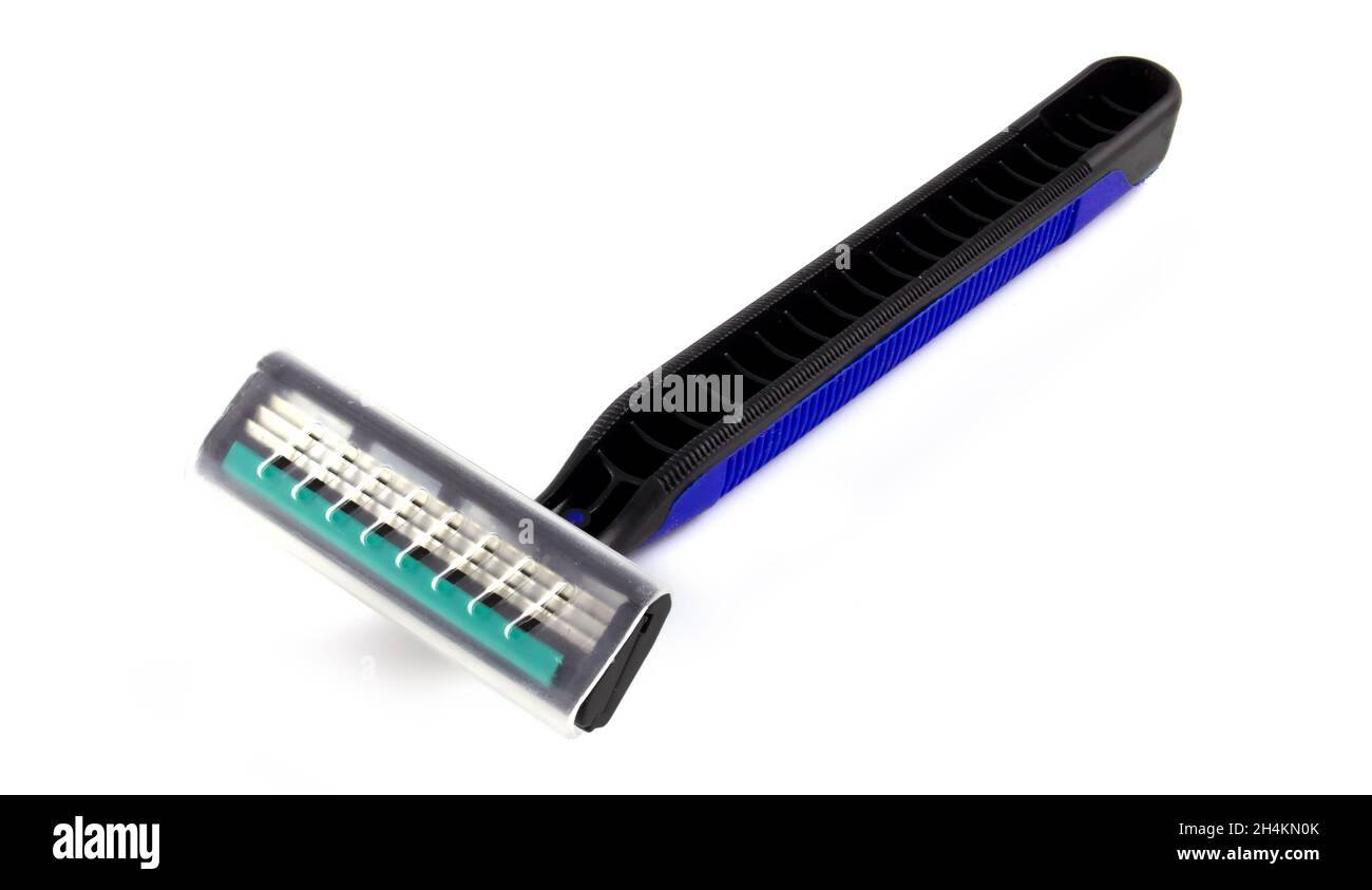 blue disposable razor isolated on white background Stock Photo Alamy
