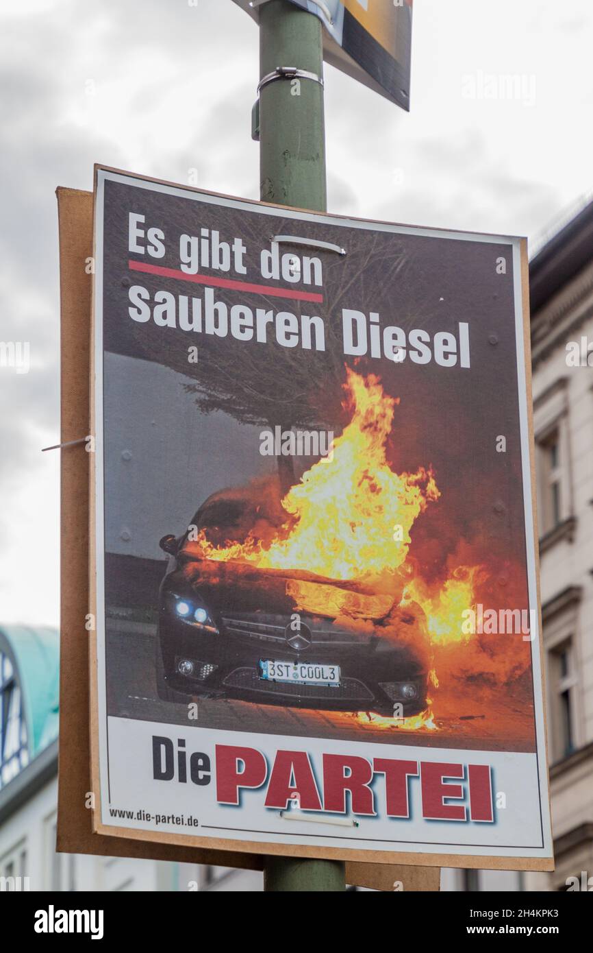 BERLIN, GERMANY - AUGUST 23, 2017: Election poster of satirical Die Partei party before 2017 Federal election. Stock Photo