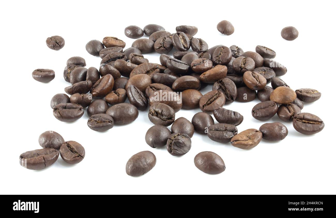 Roasted coffee beans isolated on white background Stock Photo - Alamy