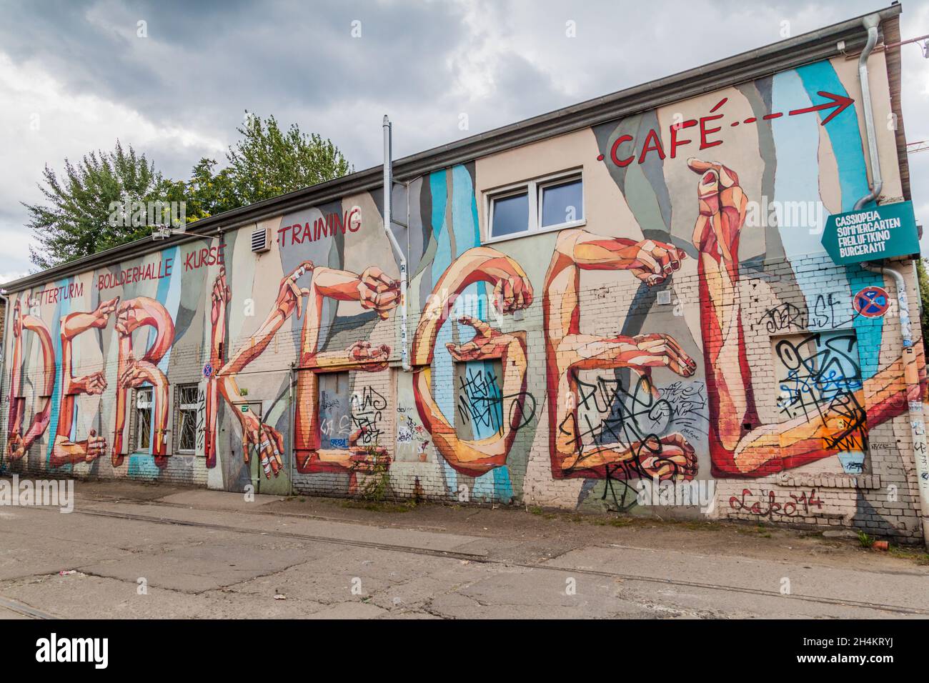 BERLIN, GERMANY - SEPTEMBER 1, 2017: Street art in RAW Gelande subcultural compound in Berlin. Stock Photo