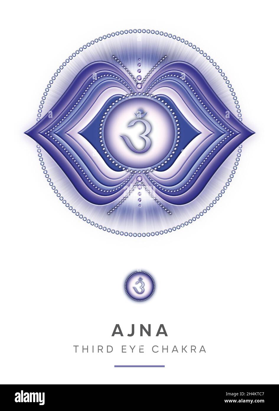 Chakra Symbols, Third Eye Chakra - AJNA - Intuition, Lucidity, Meditation, Trust - 'I SEE' Stock Photo