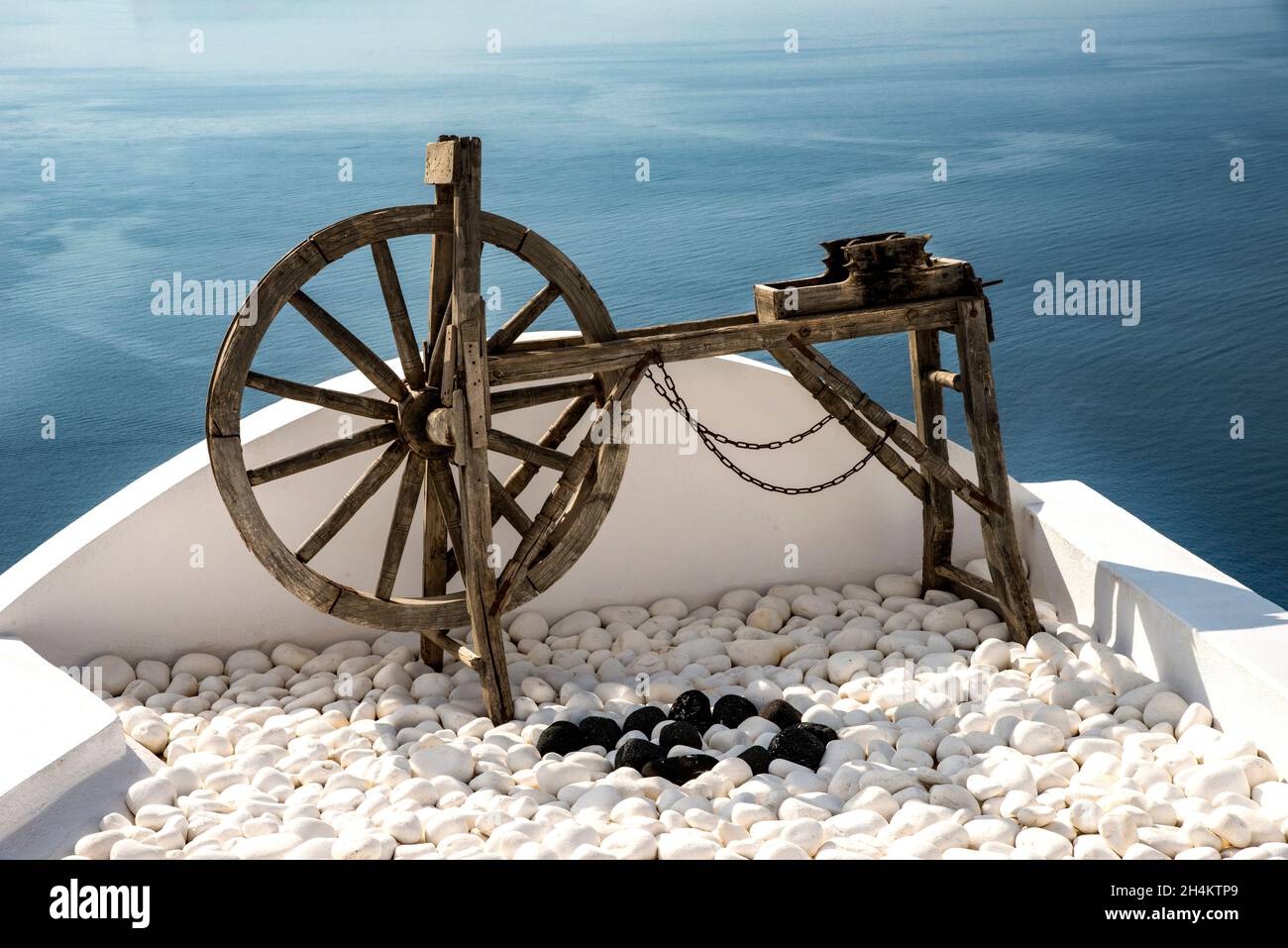 Spinning wheel as an artistic object on Santorini Island Greece Stock