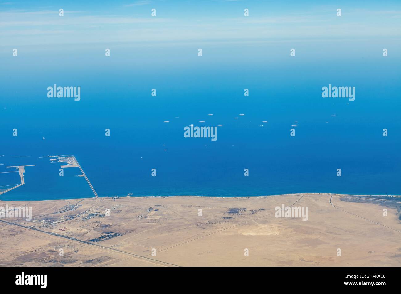 Aerial view of Persian Gulf shore, Qatar Stock Photo