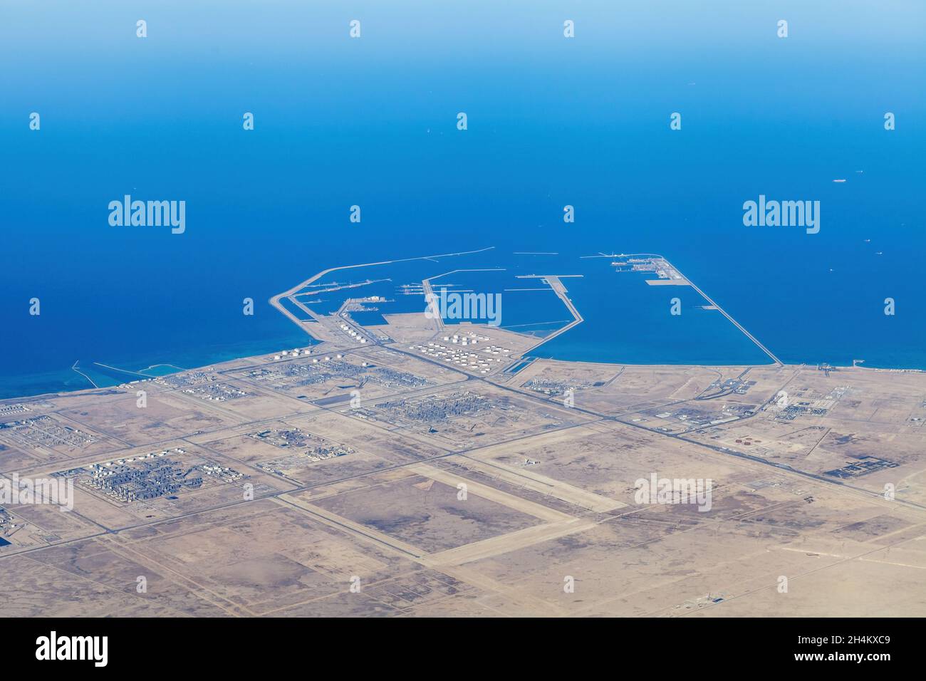 Aerial view of Persian Gulf shore, Qatar Stock Photo